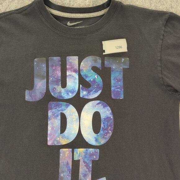 Nike Shirt Mens Medium Black Just Do It Swoosh Logo Spell Out Tee Athletic - Picture 6 of 6